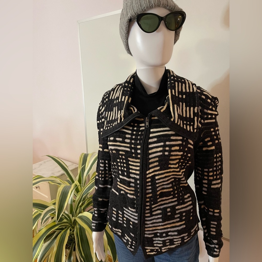 Nic + Zoe Sweater Jacket, Size Medium/Large, Black Multi-color